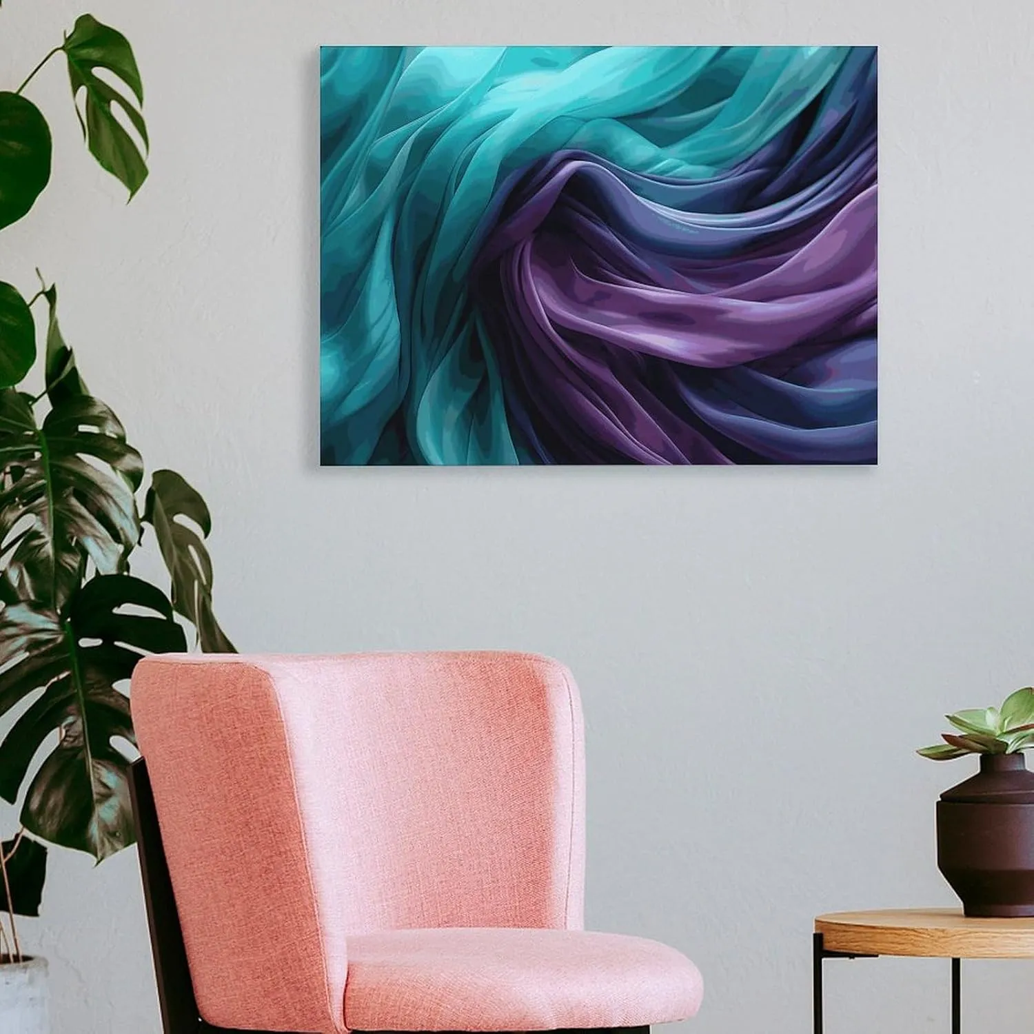 Frame Christmas Wall Decor Light Emerald Green and Purple Printed Square Canvas Wall Art Paintings Wall Decorations for Bedroom Living Room Bathroom Home Decor 15.7 X 11.8 Inches