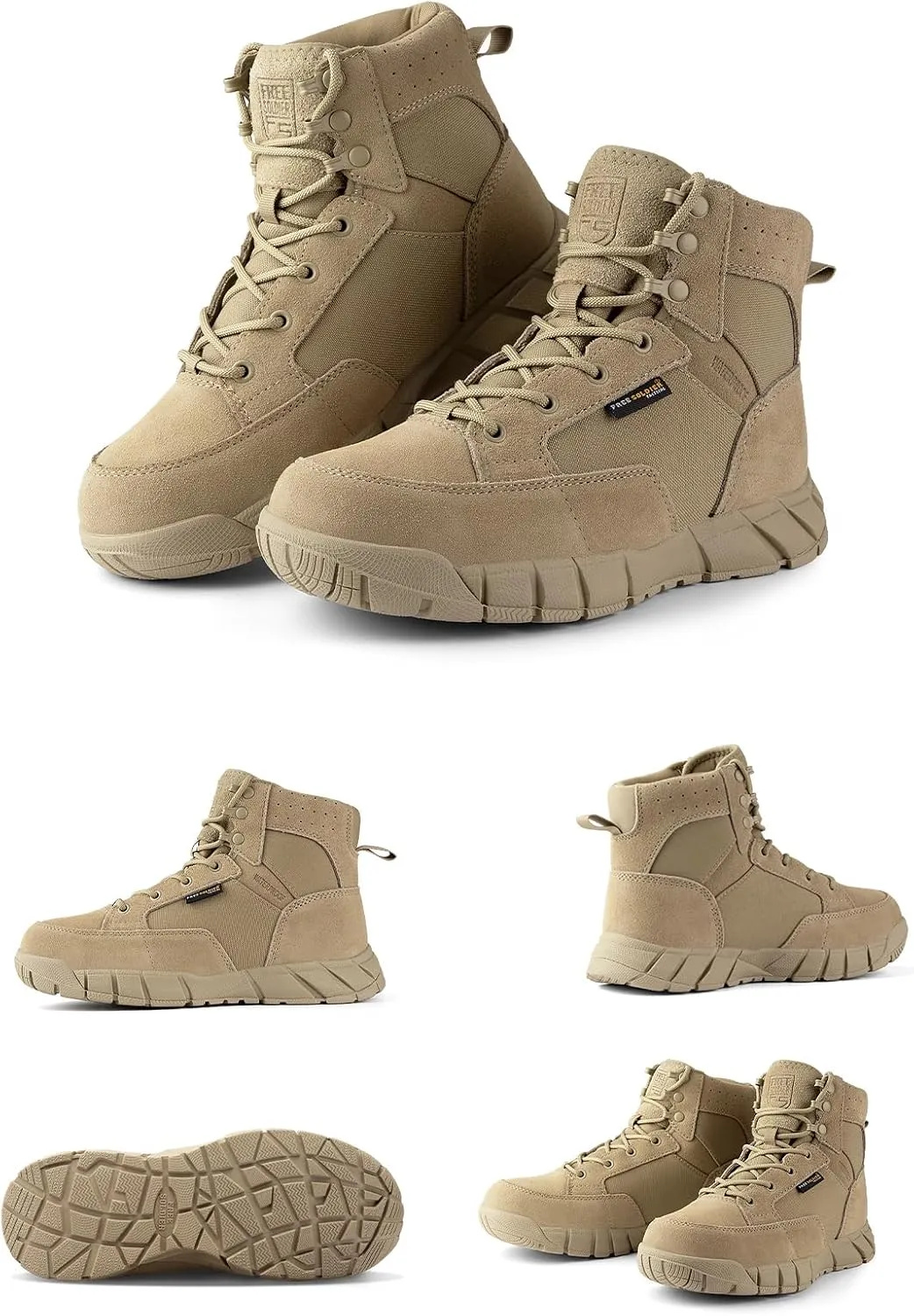FREE SOLDIER Hiking Work Boots Women's Tactical Boots 6 Inches Lightweight Waterproof Military Boots Outdoors Desert Boots
