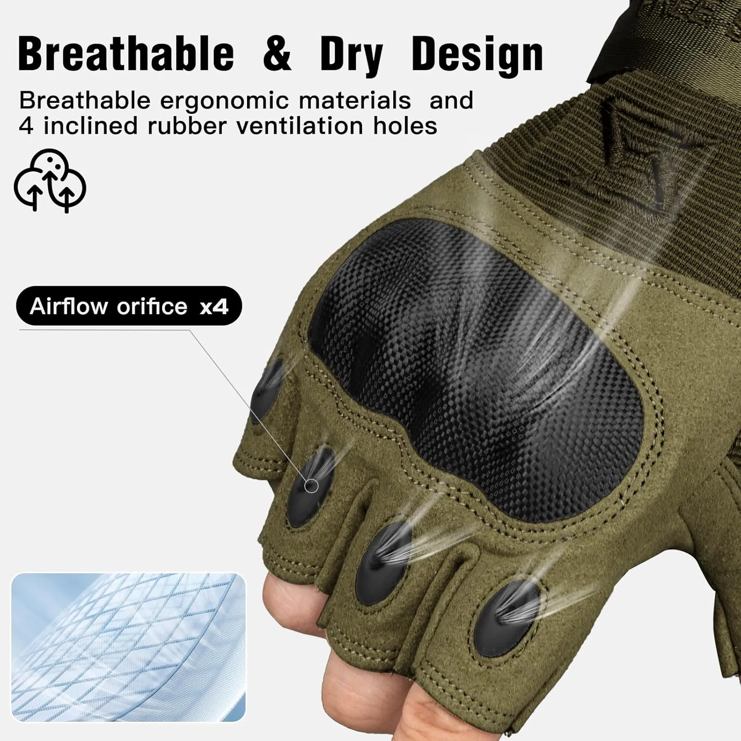 FREE SOLDIER Outdoor Gloves for Men, Fingerless Motorcycle Gloves for Cycling Hiking Camping Climbing, Airsoft Gloves for Paintball