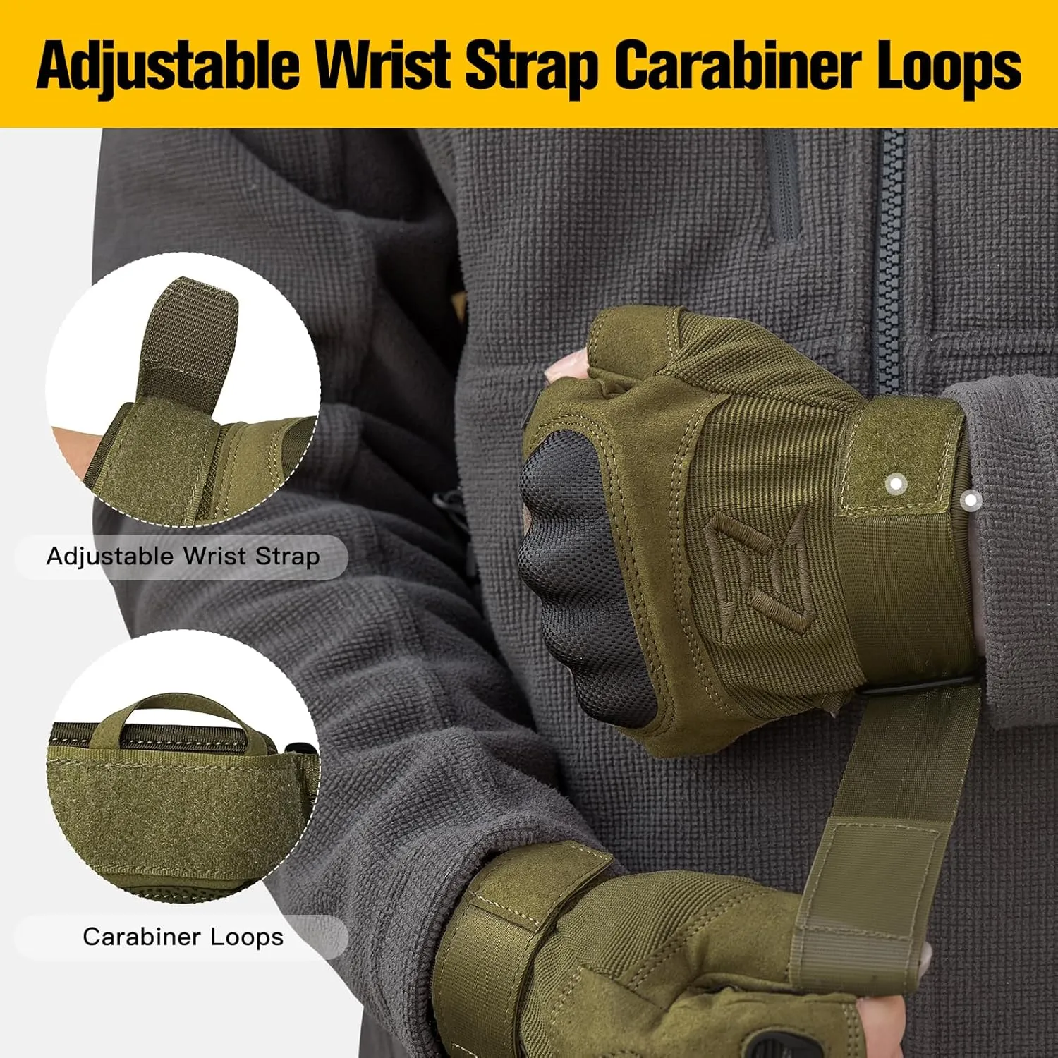 FREE SOLDIER Outdoor Gloves for Men, Fingerless Motorcycle Gloves for Cycling Hiking Camping Climbing, Airsoft Gloves for Paintball