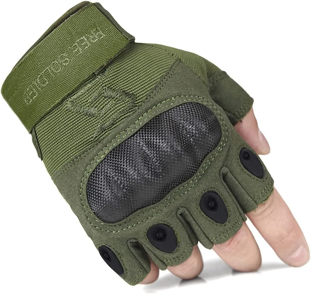 FREE SOLDIER Outdoor Gloves for Men, Fingerless Motorcycle Gloves for Cycling Hiking Camping Climbing, Airsoft Gloves for Paintball