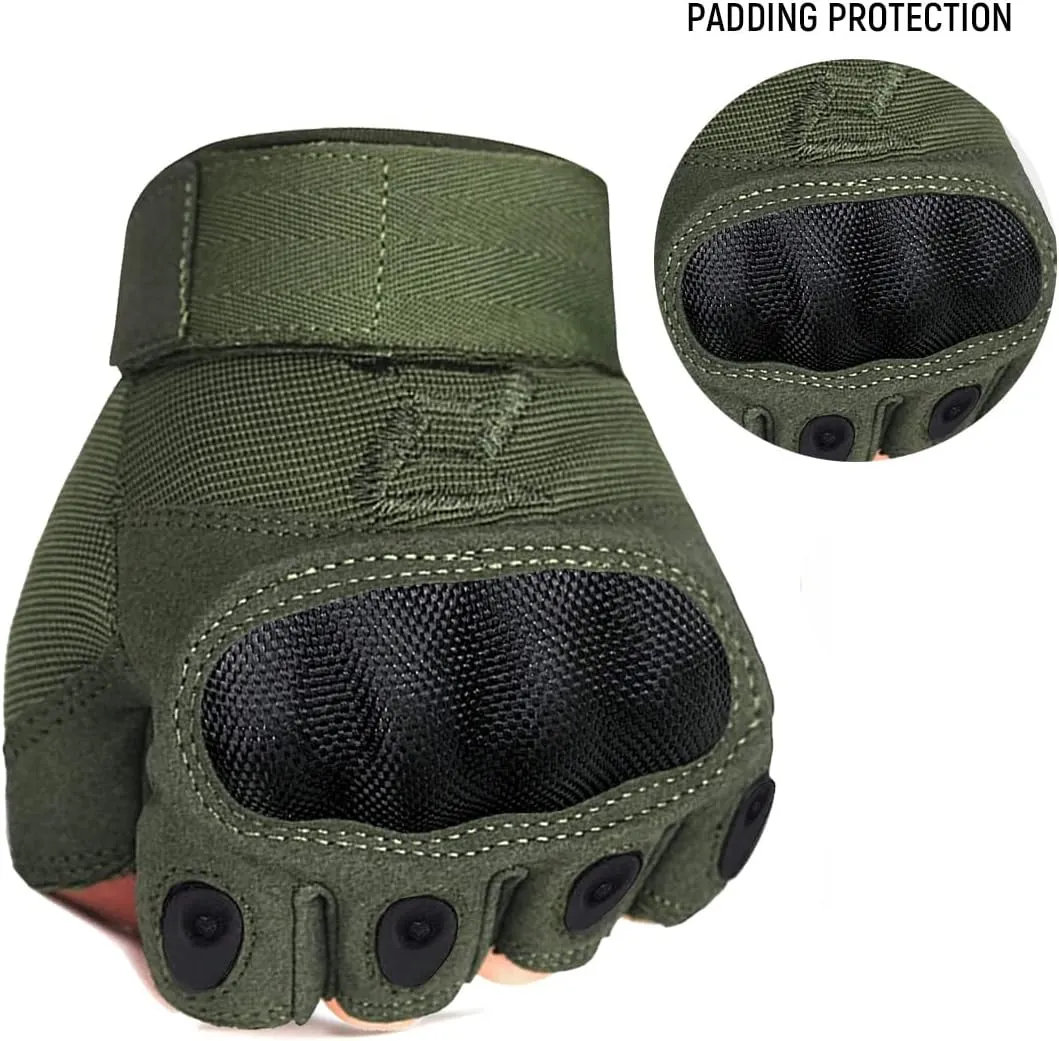 FREE SOLDIER Outdoor Gloves for Men, Fingerless Motorcycle Gloves for Cycling Hiking Camping Climbing, Airsoft Gloves for Paintball