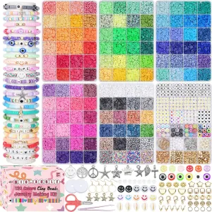 Friendship Bracelet Making Kit 6 Box 120 Colors Clay Beads Heishi Beads Jewelry Making Kit Letter Beads Charms Pearl Cute Chams Holiday Gifts for Girls Adults