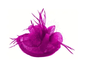 Fuchsia Pink Sinamay Petals Hat Fascinator Hair Beak Clip.