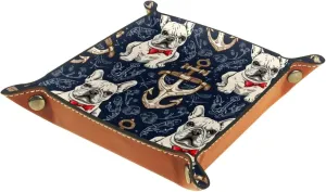 Fun Bulldog Print Desk Drawer Organizer Tray, Small Stacking Jewelry Organizer Trays for Women Girls, Earring Tray, Bracelet Tray, Key Tray, and More