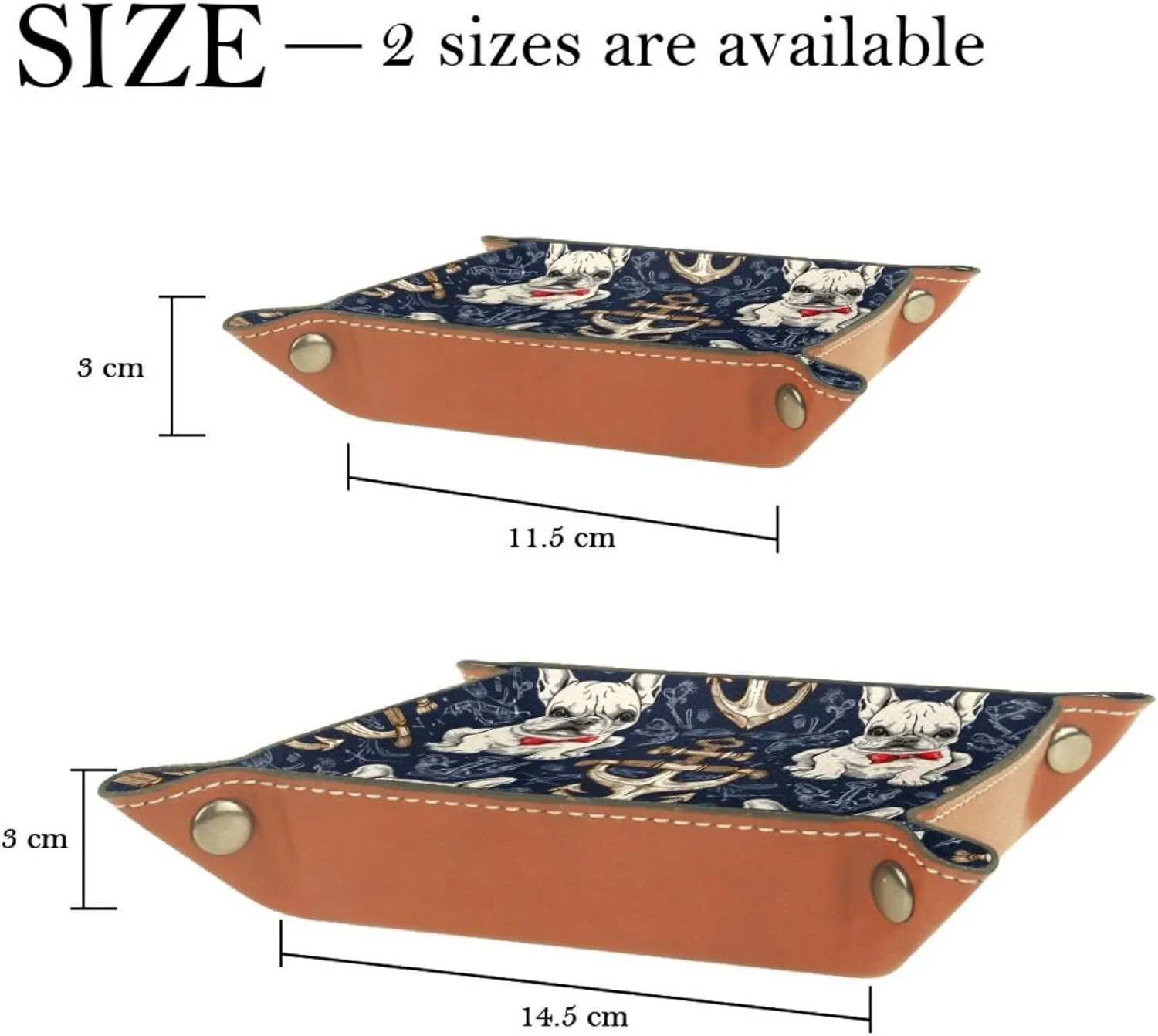 Fun Bulldog Print Desk Drawer Organizer Tray, Small Stacking Jewelry Organizer Trays for Women Girls, Earring Tray, Bracelet Tray, Key Tray, and More