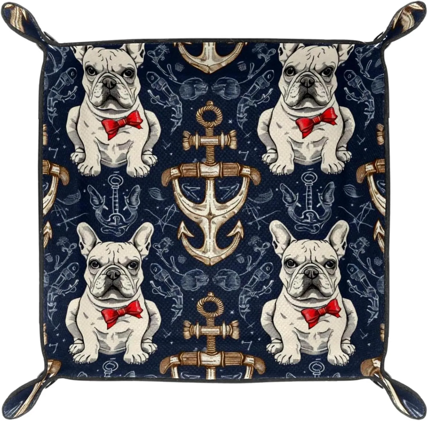 Fun Bulldog Print Desk Drawer Organizer Tray, Small Stacking Jewelry Organizer Trays for Women Girls, Earring Tray, Bracelet Tray, Key Tray, and More