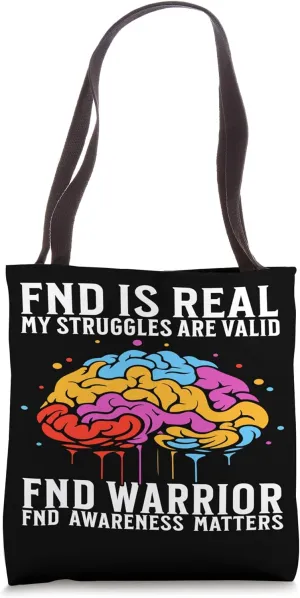 Functional Neurological Disorder Awareness Brain FND Warrior Tote Bag