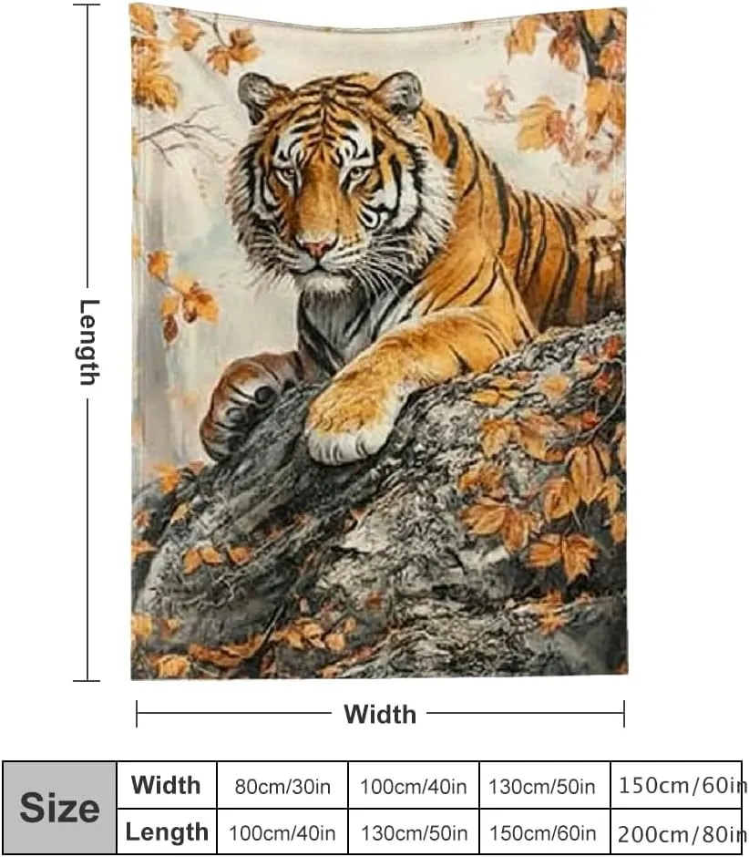 Fuzzy Fluffy Soft Cozy Tiger Rock Leaves Blanket - All-Season Comfort Multifunctional for Sofa, Travel, Camping, Bed, Chair 50 * 60in