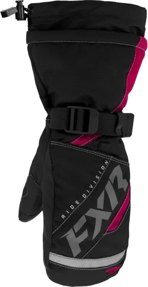 FXR Child Helix Race Mitt Snowmobile Gloves Waterproof Racing Black/Fuchsia - Small