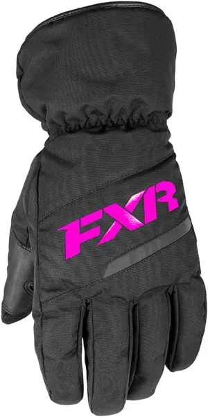 FXR Youth Octane Snowmobile Gloves Insulated Waterproof Racing Black/Fuchsia