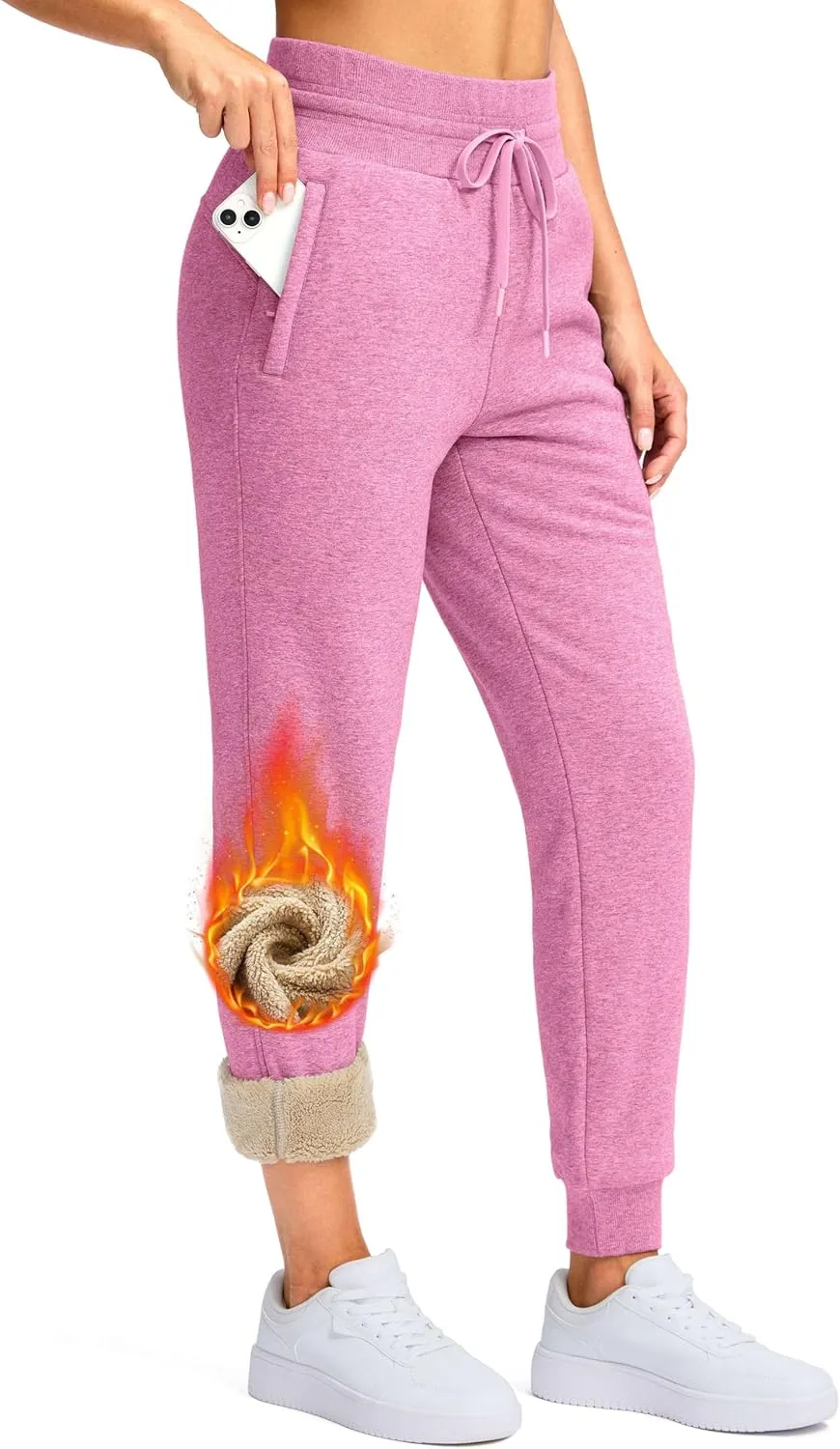 G Gradual Women's Sherpa Fleece Lined Pants with Zipper Pockets Winter Warm Joggers High Waisted Fleece Sweatpants