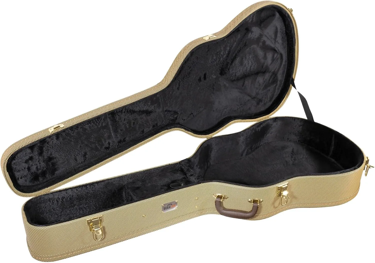 Gearlux Dreadnought Acoustic Guitar Hard Case with Exterior Lock and Key, Interior Accessory Compartment, and Plush Interior Padding - Tweed