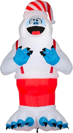 Gemmy Giant Christmas Inflatable Plush Bumble in Santa Hat and Suspenders, 11 ft Tall, Multi