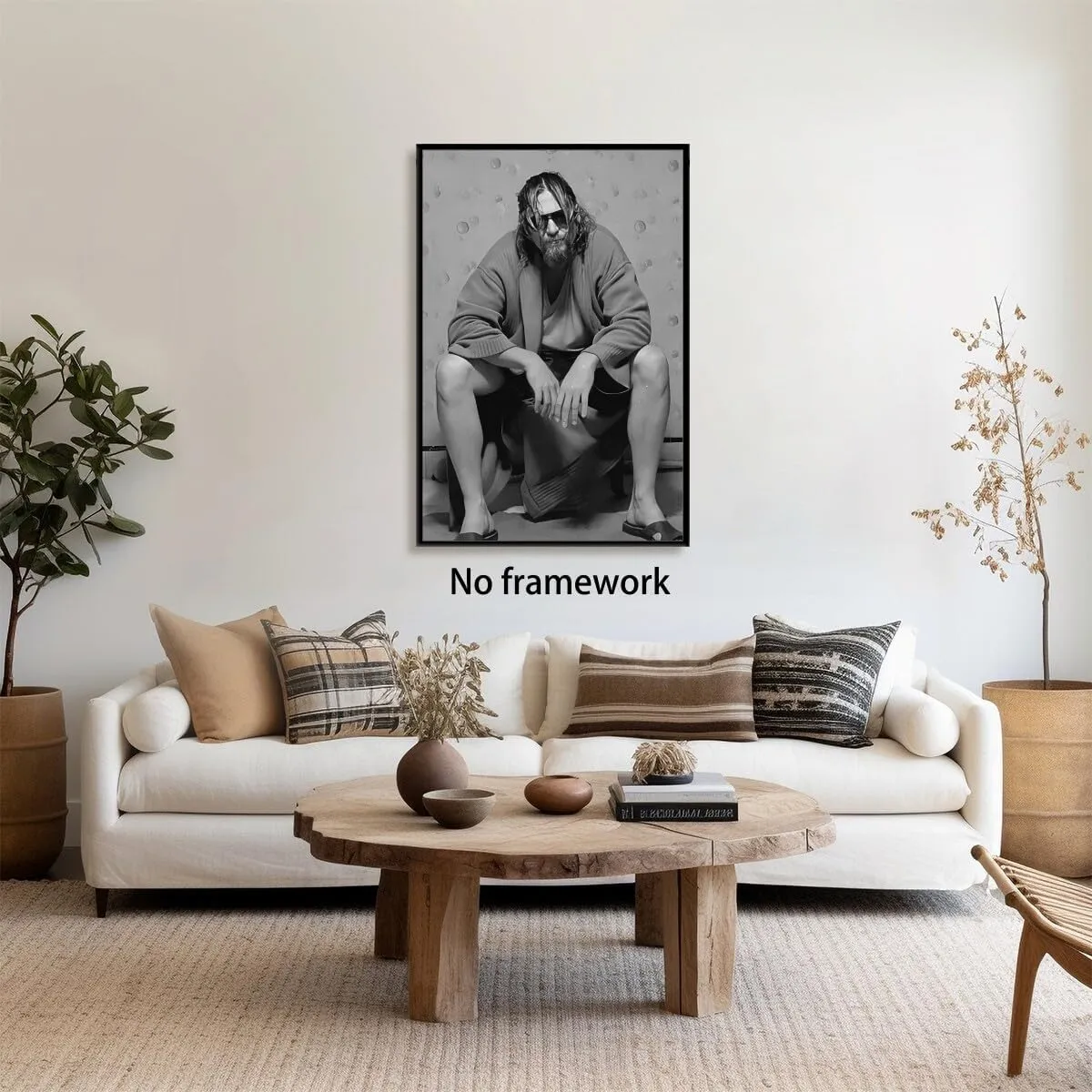 Generic Funny Bathroom Movie Poster Canvas Art Print Unframed 16x24 inches Black and White The Big Lebowski Humor Bathroom Decor