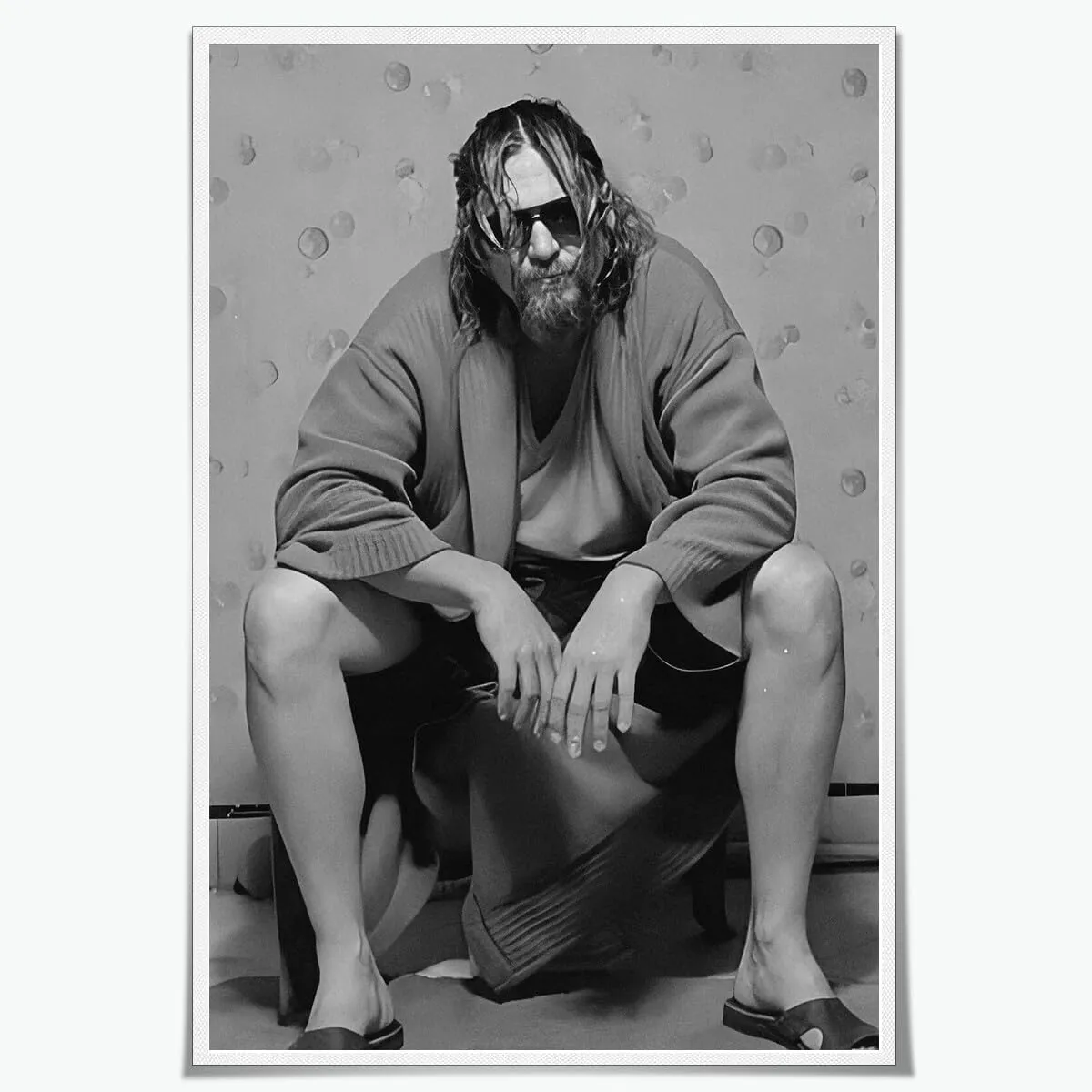 Generic Funny Bathroom Movie Poster Canvas Art Print Unframed 16x24 inches Black and White The Big Lebowski Humor Bathroom Decor