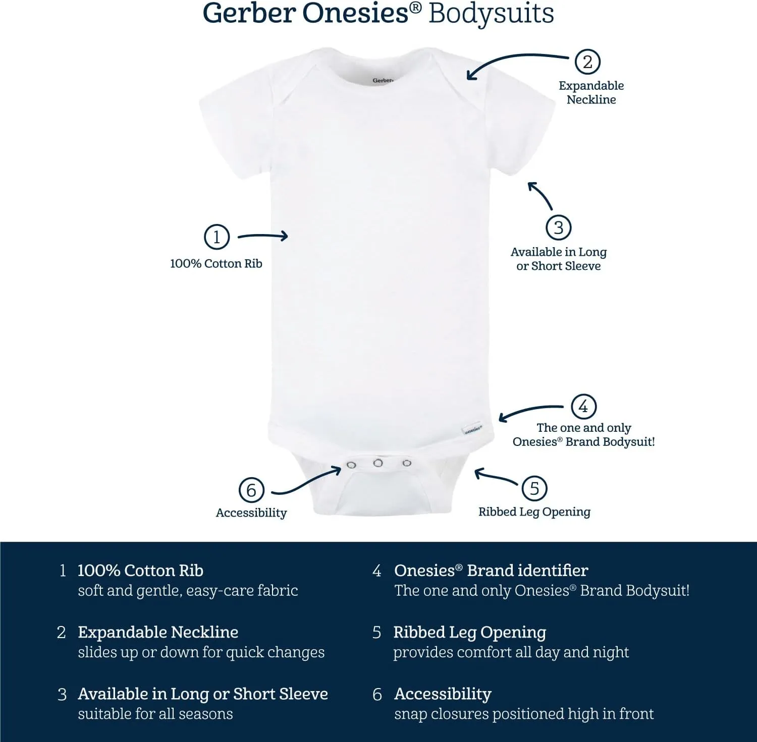Gerber Baby Girls' 6-Pack Long-Sleeve Onesies Bodysuits