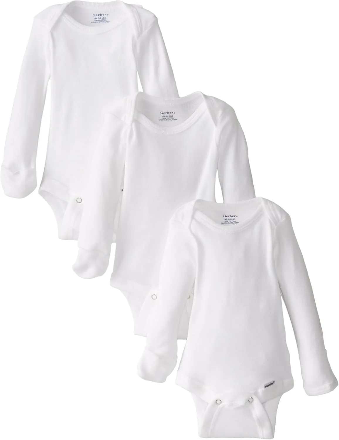 Gerber unisex-baby Multi-pack Long-sleeve Onesies Bodysuit Mitten Cuff Sizes