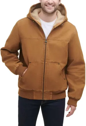G.H. Bass & Co. Men’s Hooded Cotton Canvas Shell Workwear Jacket (Brown,X-Large)