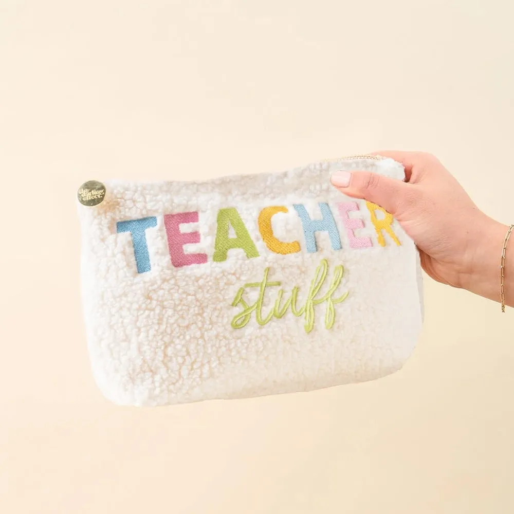 Gifts for Teachers Supply Pouch for Teacher Stuff Soft Sherpa Cosmetic Bag Organizing Storing Jewelry and Accessories Case Classroom or Travel