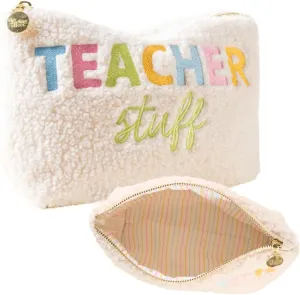 Gifts for Teachers Supply Pouch for Teacher Stuff Soft Sherpa Cosmetic Bag Organizing Storing Jewelry and Accessories Case Classroom or Travel