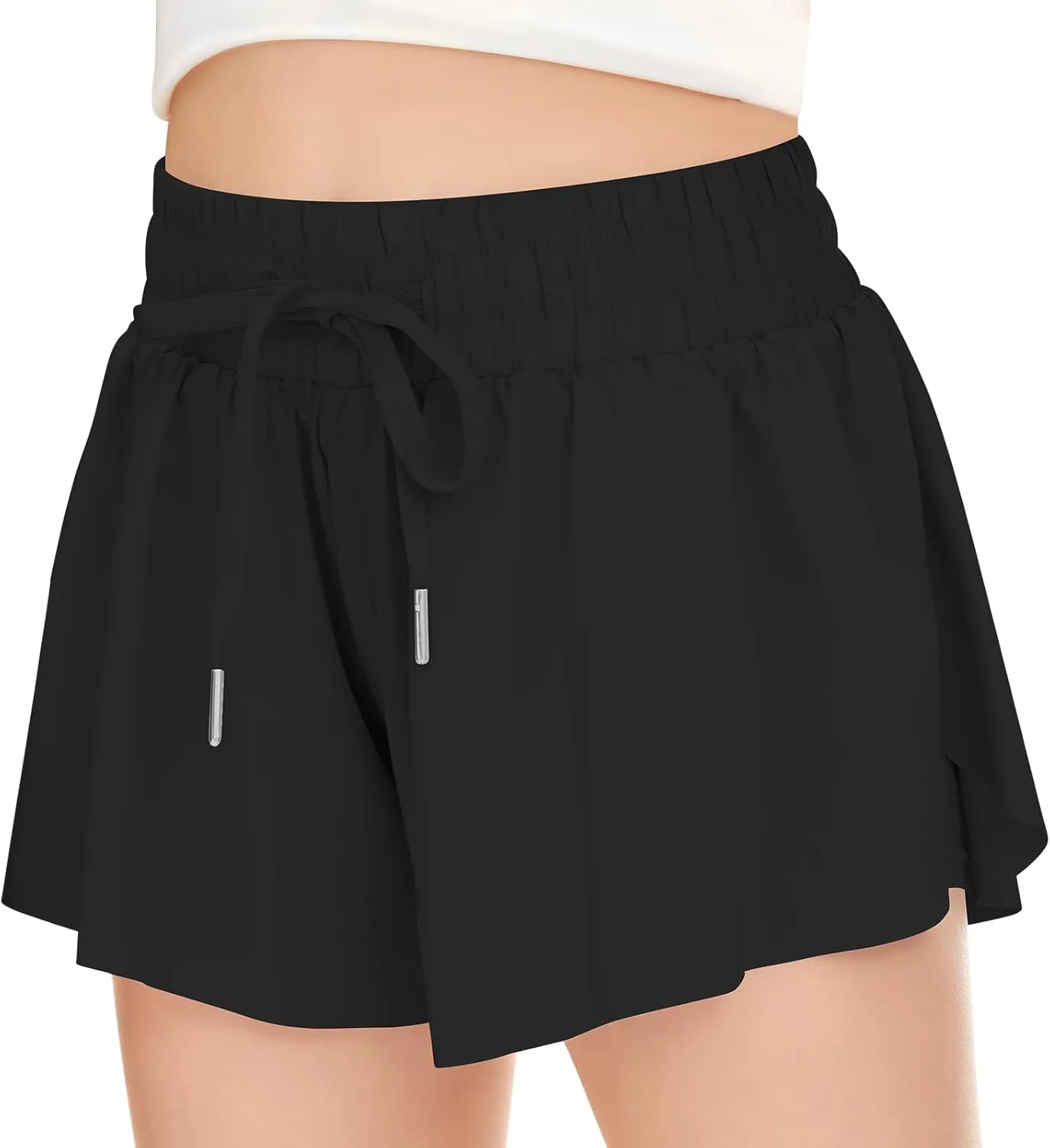 Girls Athletic Flowy Shorts with Pocket - 2 in 1 Butterfly Shorts for Teen Girls Youth Running Sports Spandex