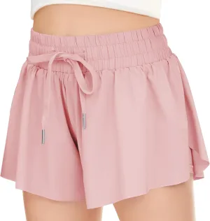 Girls Athletic Flowy Shorts with Pocket - 2 in 1 Butterfly Shorts for Teen Girls Youth Running Sports Spandex