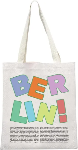 GJTIM Berlin Definition Berlin Trip Getaway Weekend Gift Germany Travel Bag Berlin Tote Bag