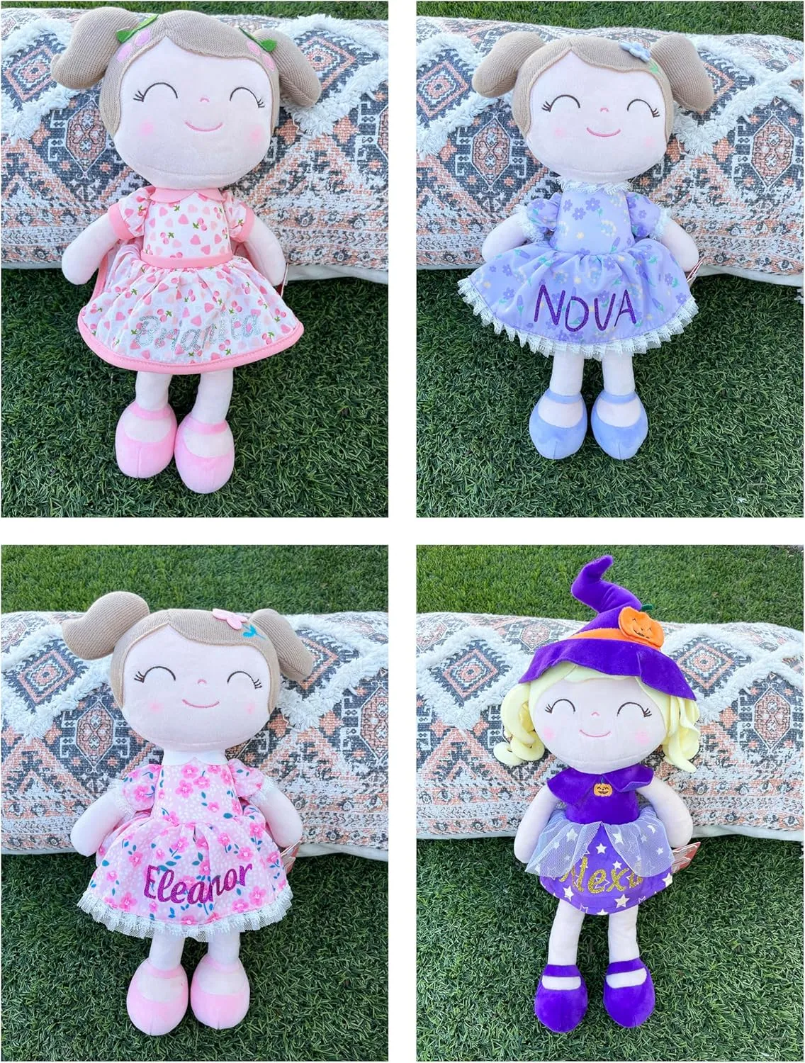 Gloveleya Personalized Curly Doll with Your Name - Cute Custom Orange Soft Plush Doll for Girls Plush Doll Customized Gifts
