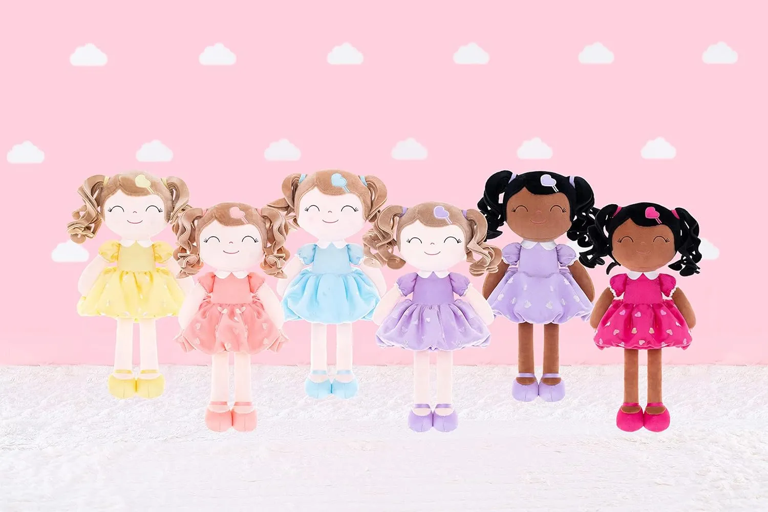 Gloveleya Personalized Curly Doll with Your Name - Cute Custom Orange Soft Plush Doll for Girls Plush Doll Customized Gifts