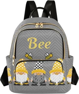 Gnome Bees Mini Backpack Fashion Backpack Purse for Women,Handbag Shoulder Bag Casual Daypack, Ladies Gift for College Work （M）