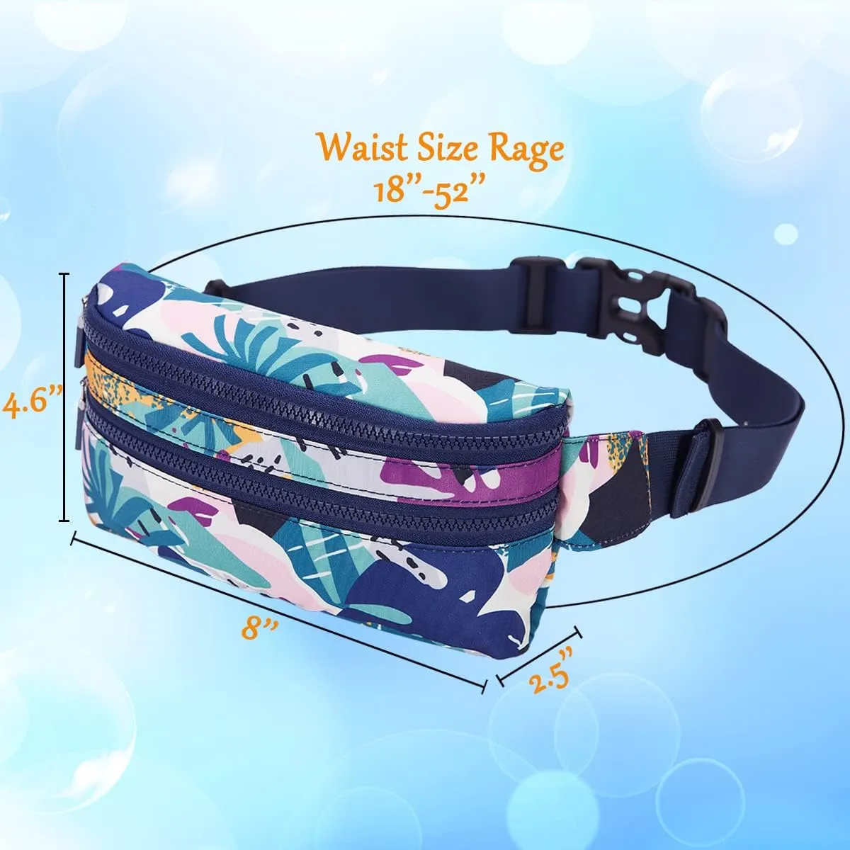 Goothdurs Fanny Pack for Women Men Fashion Waist Bag Waterproof Hip Bum Bag with Adjustable Belt for Running Travel Hiking Cycling Money