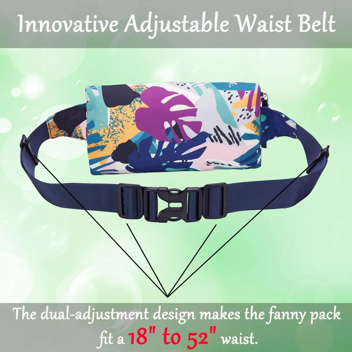 Goothdurs Fanny Pack for Women Men Fashion Waist Bag Waterproof Hip Bum Bag with Adjustable Belt for Running Travel Hiking Cycling Money