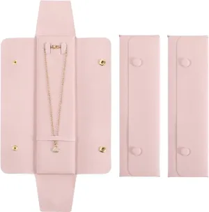 GORGECRAFT 3Pcs Necklace Travel Case Tangle-Free Jewelry Organizer Storage Bag Travel Necklace Pouch for Wedding Christmas Valentine's Day Women Bridesmaid Gifts Pink 8.66 x 2.4 inch