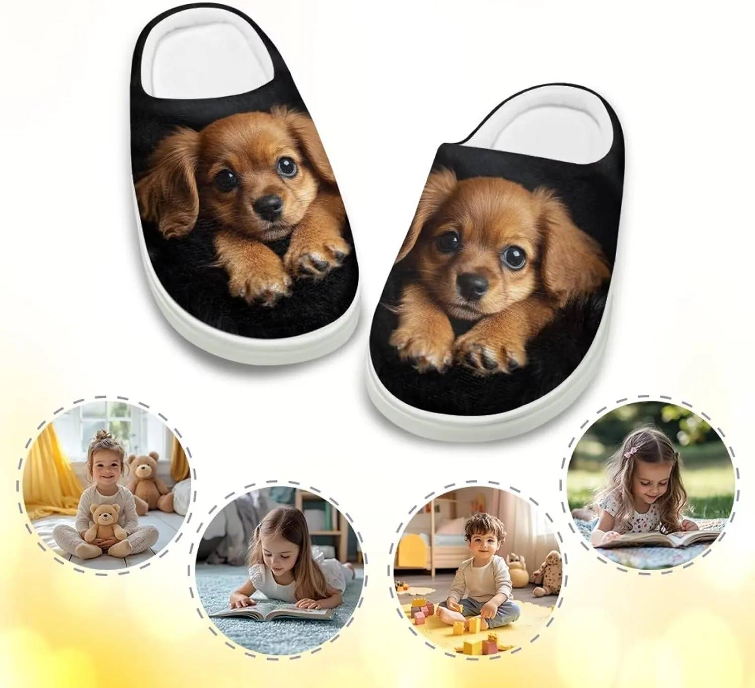 GOSTONG Kids Winter Slippers with Warm Fuzzy Lined Soft Fluffy Plush Slippers Boys Girls Non Slip Home Cotton Shoes US 9-15