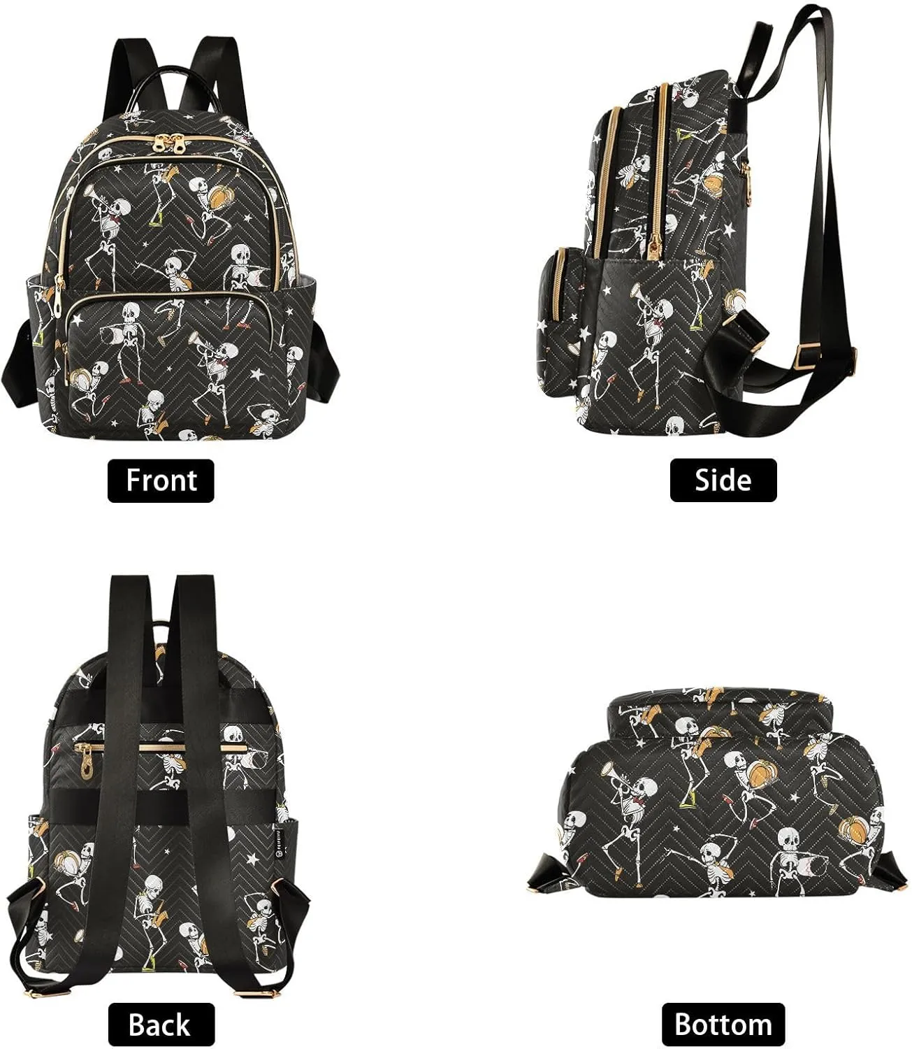 Gothic Skull Mini Backpack Fashion Backpack Purse for Women,Handbag Shoulder Bag Casual Daypack, Ladies Gift for College Work （M）