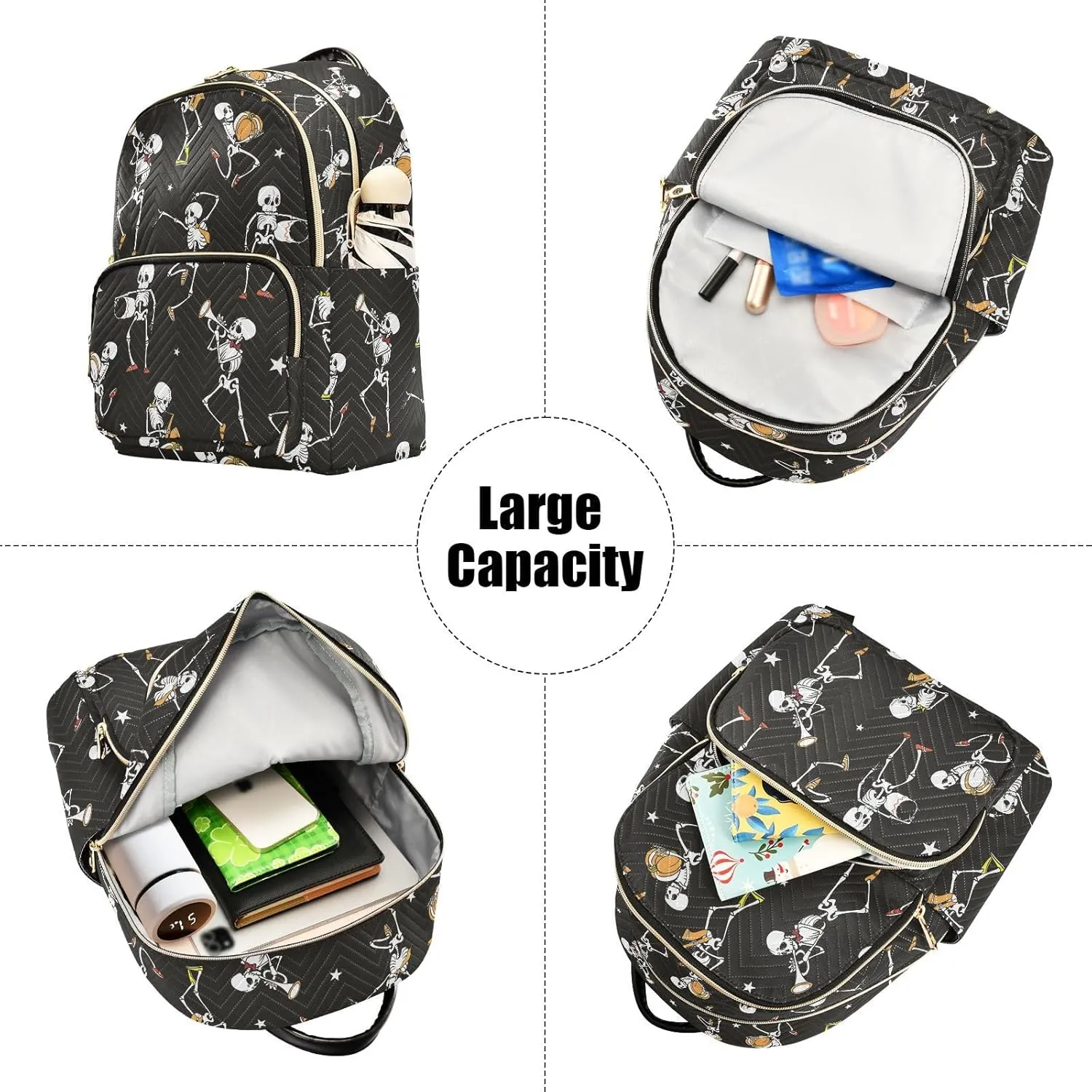 Gothic Skull Mini Backpack Fashion Backpack Purse for Women,Handbag Shoulder Bag Casual Daypack, Ladies Gift for College Work （M）