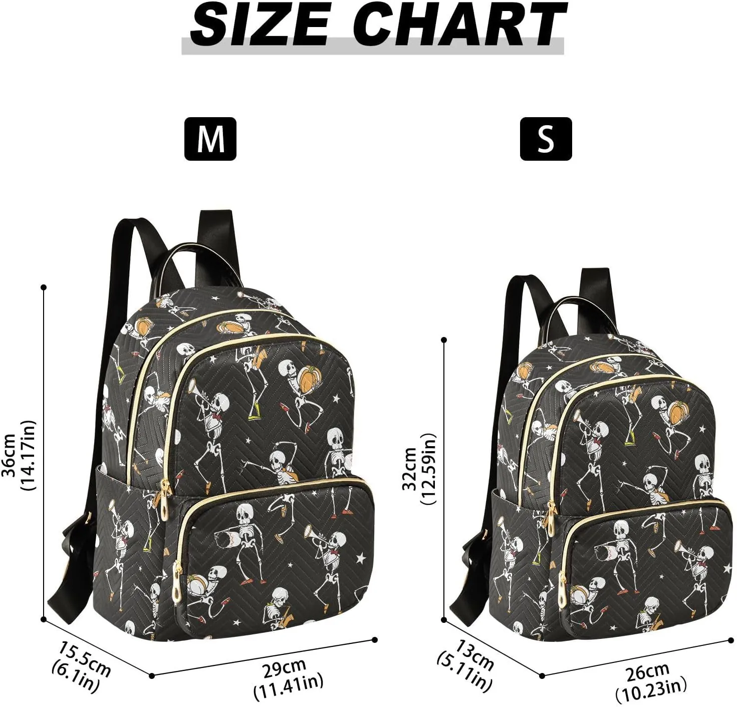 Gothic Skull Mini Backpack Fashion Backpack Purse for Women,Handbag Shoulder Bag Casual Daypack, Ladies Gift for College Work （M）