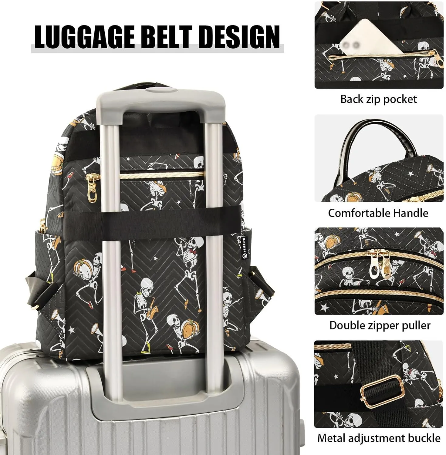 Gothic Skull Mini Backpack Fashion Backpack Purse for Women,Handbag Shoulder Bag Casual Daypack, Ladies Gift for College Work （M）