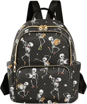 Gothic Skull Mini Backpack Fashion Backpack Purse for Women,Handbag Shoulder Bag Casual Daypack, Ladies Gift for College Work （M）