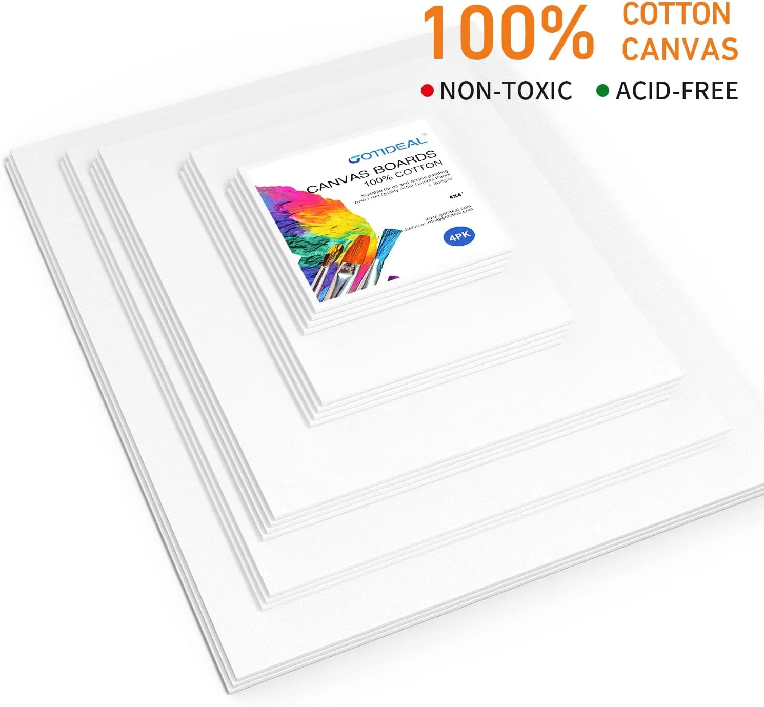 GOTIDEAL Canvas for Painting -18 Pack, Multi Pack 4x4, 5x7, 8x10, 9x12,11x14 Canvas Boards for Painting, Primed White Blank Artist Canvas Variety Pack for Acrylic, Oil Paint, Watercolor, Gouache