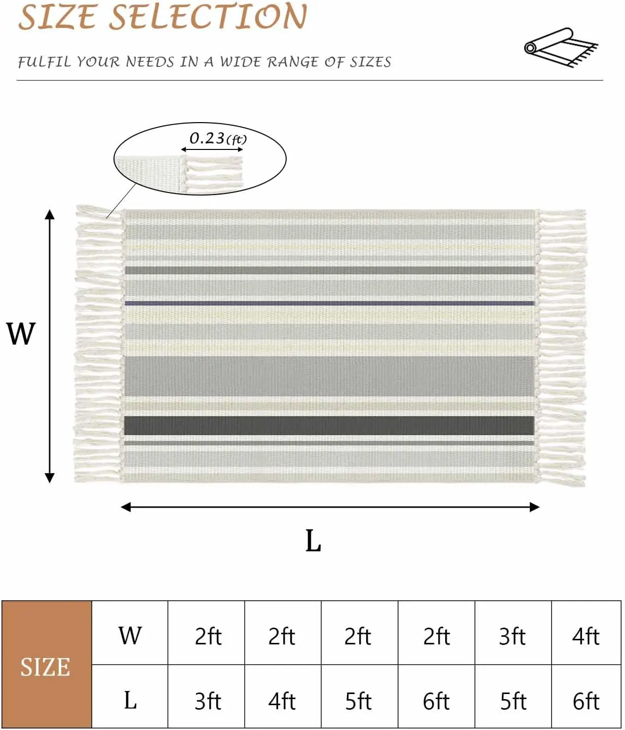 Gray White Blue Kitchen Hallway Runner Rug 2X5 Ft Carpet, Washable Woven Throw Carpet with Tassel, Country Modern Stripes Lines Art Non-Shedding Entryway Laundry Rugs