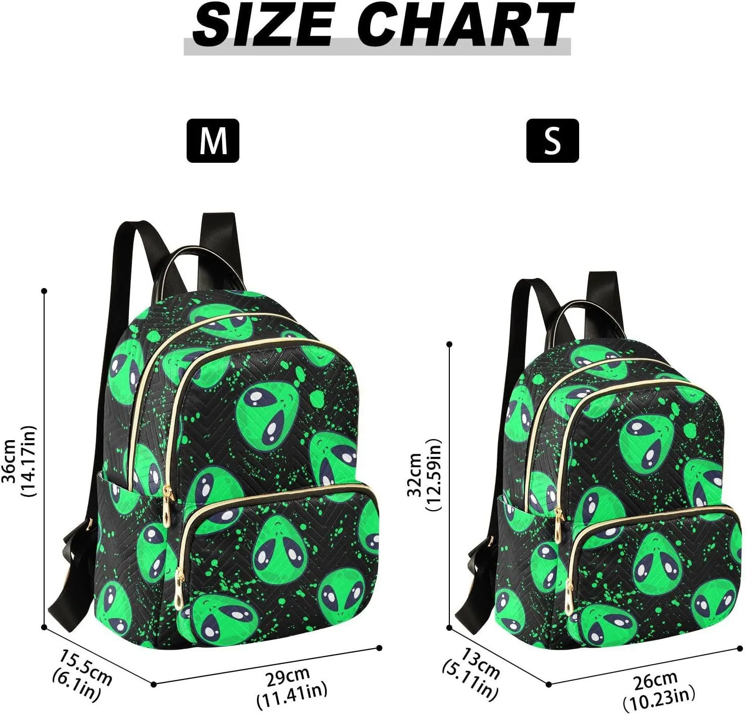 Green Alien Mini Backpack Fashion Backpack Purse for Women,Handbag Shoulder Bag Casual Daypack, Ladies Gift for College Work (M)