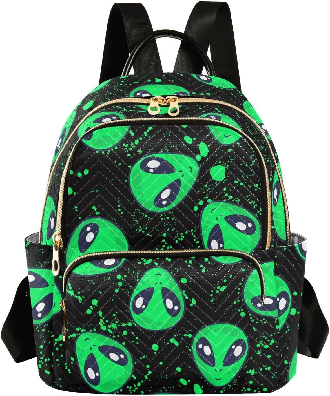 Green Alien Mini Backpack Fashion Backpack Purse for Women,Handbag Shoulder Bag Casual Daypack, Ladies Gift for College Work (M)