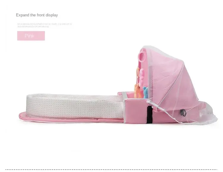Green Portable Multi-Purpose Baby Bed and Diaper Backpack - Lightweight, Waterproof, Canvas   Polyester Material, Travel Essential for Moms(With mosquito net and small toys)