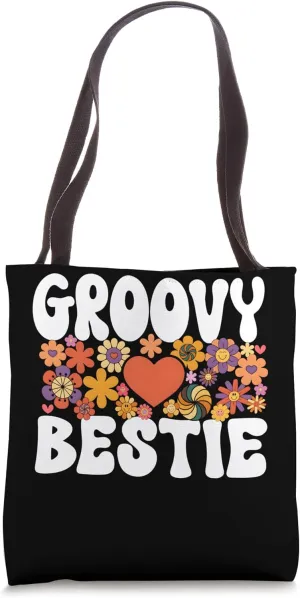 Groovy Bestie Retro-Inspired Stylish Bridal Shower Tote Bag