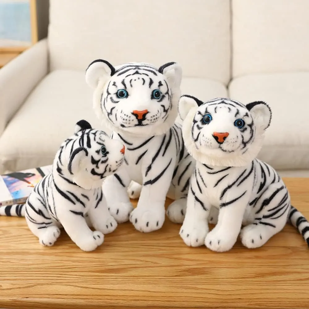 GUDVES Tigers Plush Toy Stuffed Animal Plush Cat - by Tiger Tale Toys Cute Lifelike Tiger Stuffed Animals Animals Kids Toy Gift for Boy Baby Hug Tiger - Lifelike Stuffed Animal (9.8 in, White Tiger)
