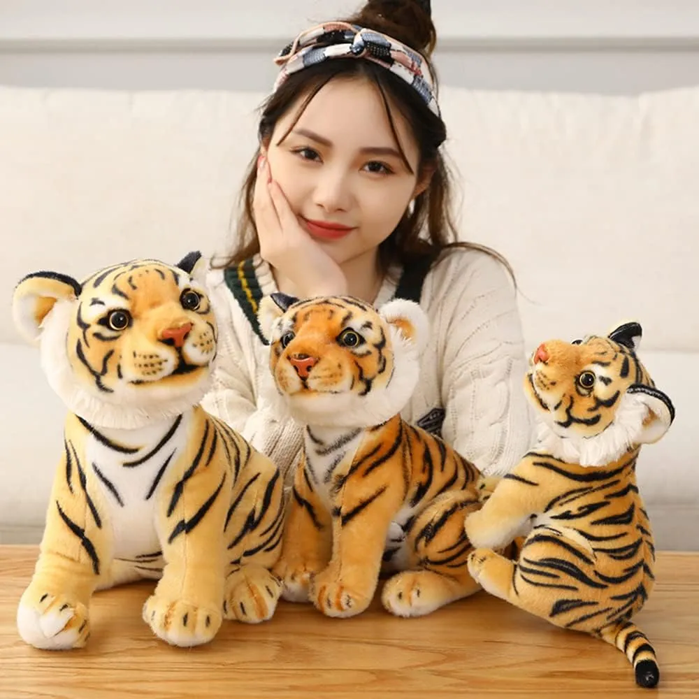 GUDVES Tigers Plush Toy Stuffed Animal Plush Cat - by Tiger Tale Toys Cute Lifelike Tiger Stuffed Animals Animals Kids Toy Gift for Boy Baby Hug Tiger - Lifelike Stuffed Animal (9.8 in, White Tiger)