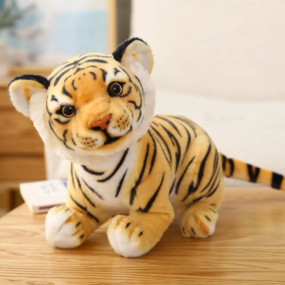 GUDVES Tigers Plush Toy Stuffed Animal Plush Cat - by Tiger Tale Toys Cute Lifelike Tiger Stuffed Animals Animals Kids Toy Gift for Boy Baby Hug Tiger - Lifelike Stuffed Animal (9.8 in, White Tiger)