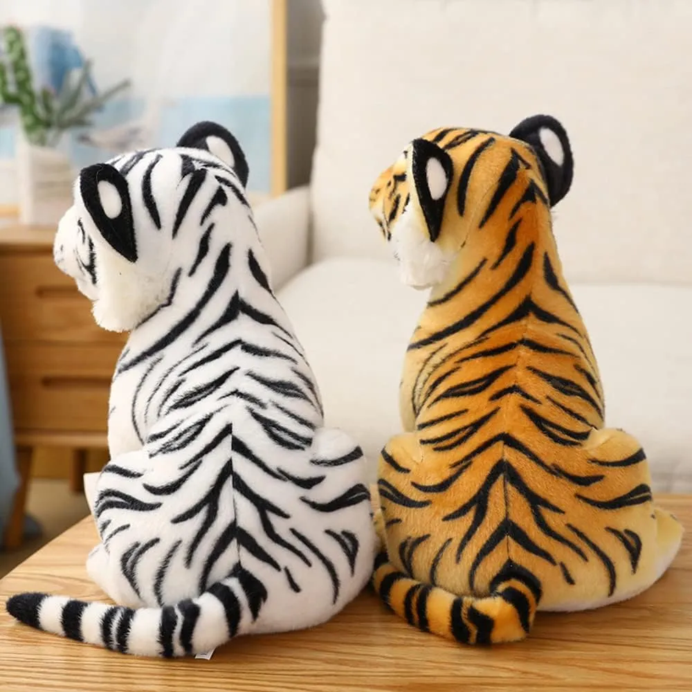 GUDVES Tigers Plush Toy Stuffed Animal Plush Cat - by Tiger Tale Toys Cute Lifelike Tiger Stuffed Animals Animals Kids Toy Gift for Boy Baby Hug Tiger - Lifelike Stuffed Animal (9.8 in, White Tiger)